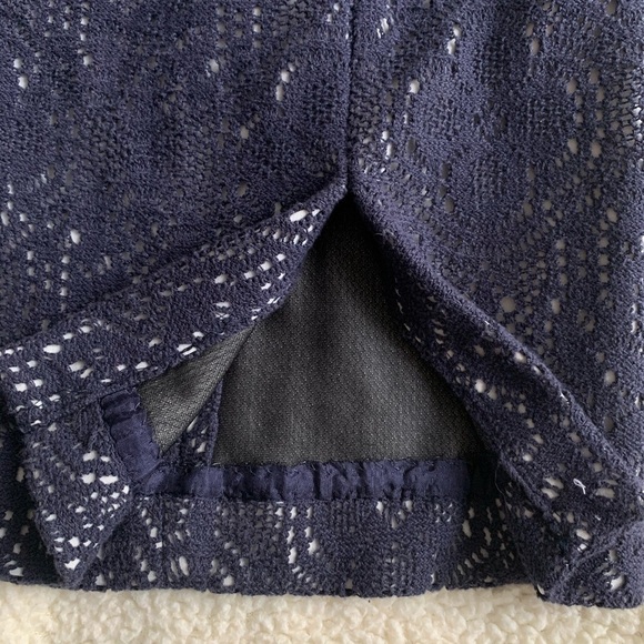 KAY Unger Navy Blue Open Crochet Lace White Under size 2 - Picture 5 of 16